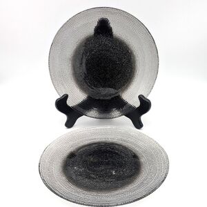 Akcam Glass Elegant Black Glitter Salad Plates